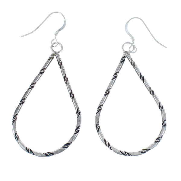 Native American Sterling Silver Hook Dangle Earrings JX122261